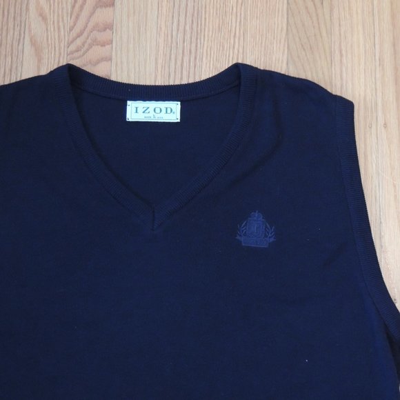 Vintage IZOD Sweater Vest Navy Blue Size Large - Picture 2 of 4